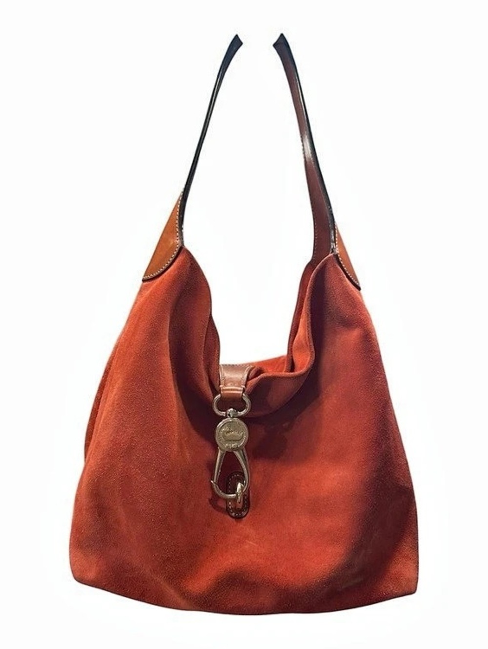 Dooney & Bourke Orange Suede Hobo Bag Leather Trim